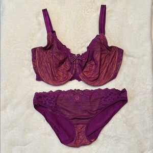 Chantelle Purple Underwire Lace Bra & Matching Panty